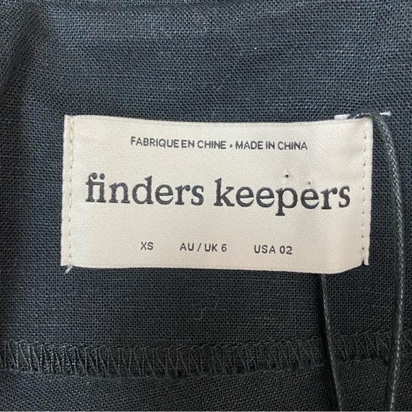 Finders Keepers Bambi Mini Dress Linen Blend Belted Black Size XS - Picture 8 of 12